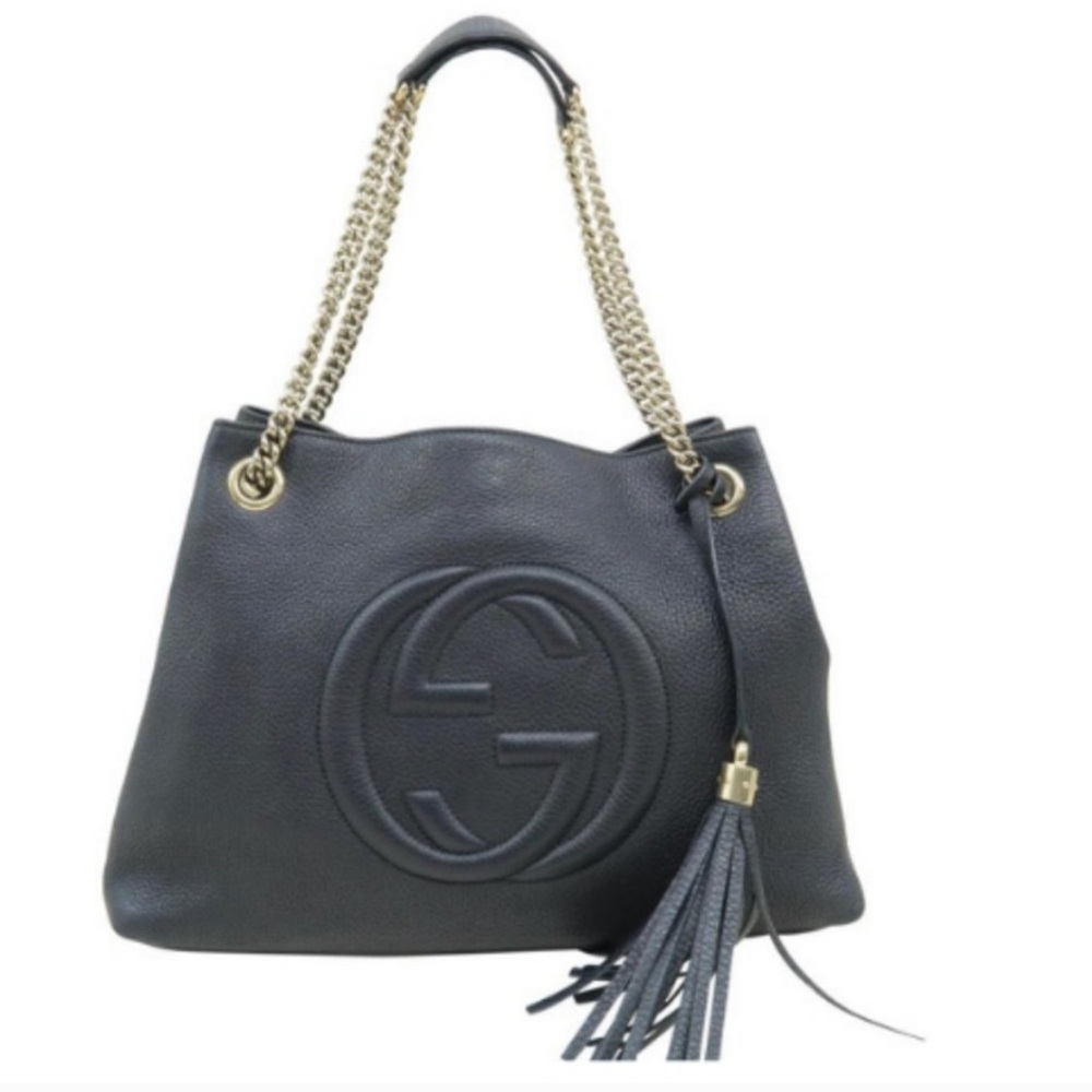 💯 Auth Gucci Soho Chain  Calfskin Shoulder Bag